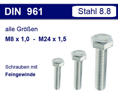 Din 961 sechskantschraube - m8,